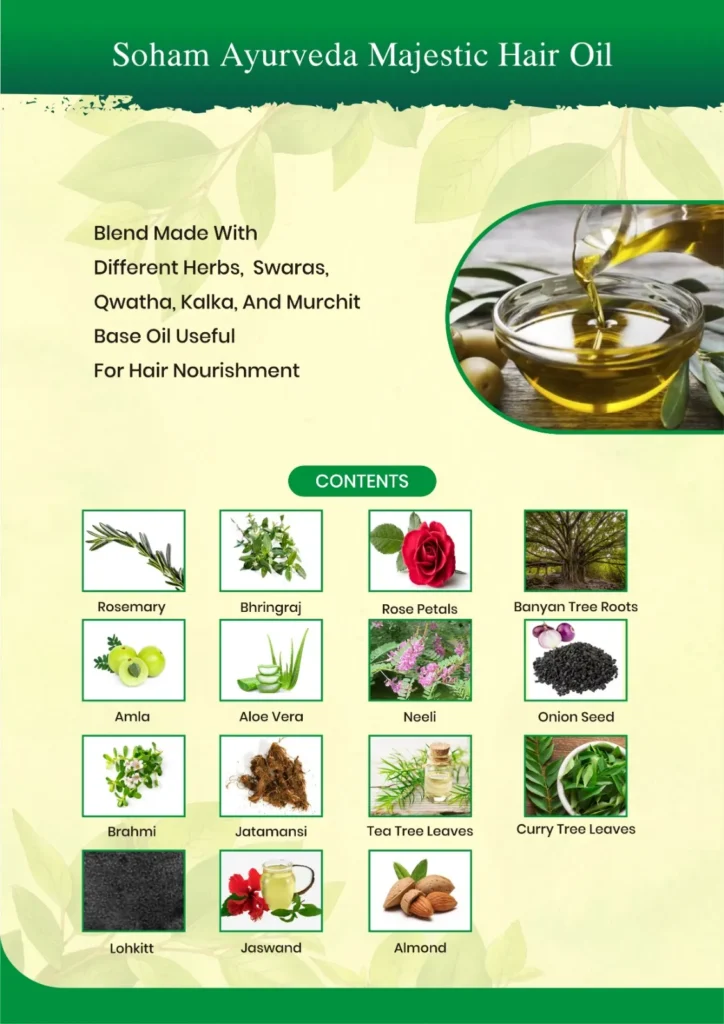 Majestic Hair Oil - Soham Ayurveda ingredients